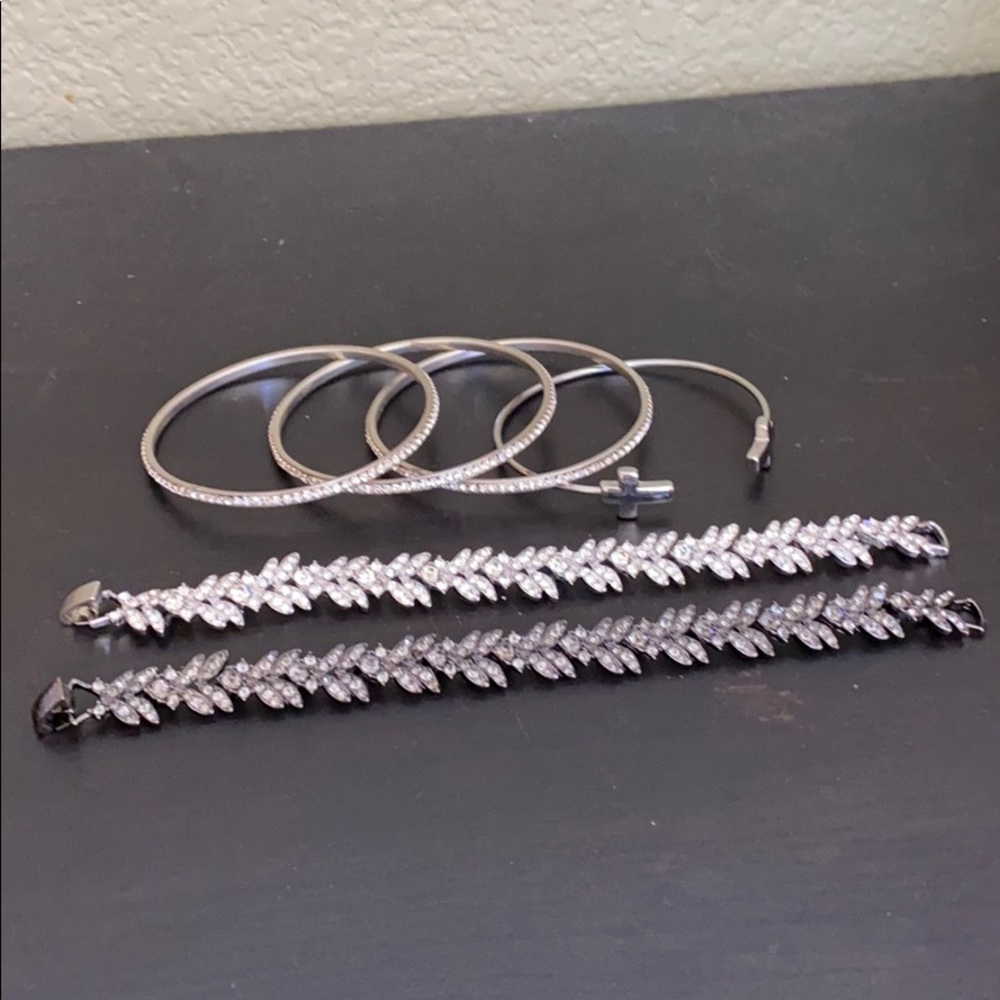 Nwot Silver 6 Bundle Bracelets - image 1
